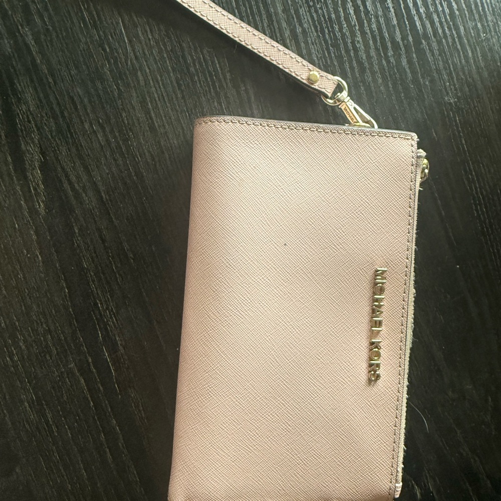 Michael Kors Pink Leather Wristlet Clutch